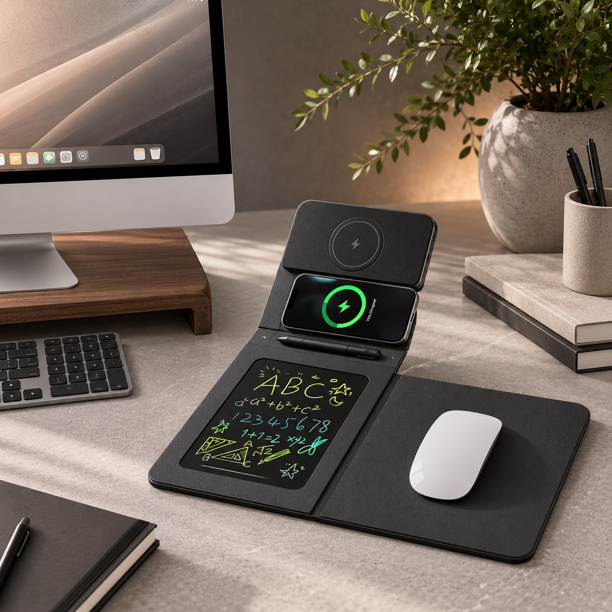 LuxeFold™ 4-in-1 Foldable Wireless Charging Desk Mat
