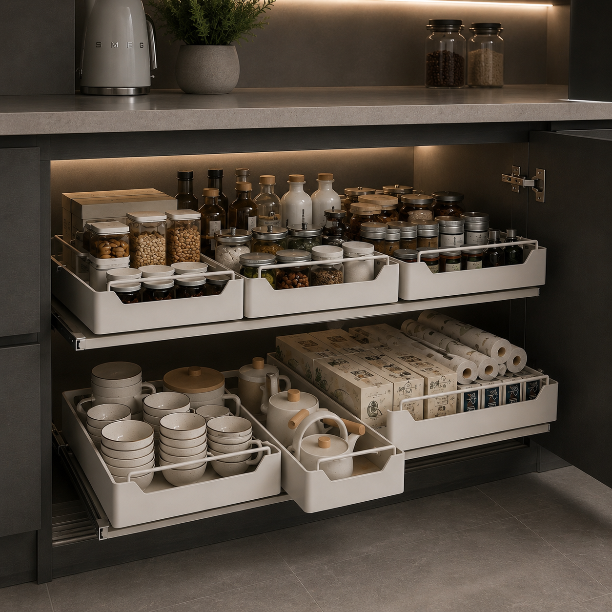 LuxeFold™ GlideTray Cabinet Organiser