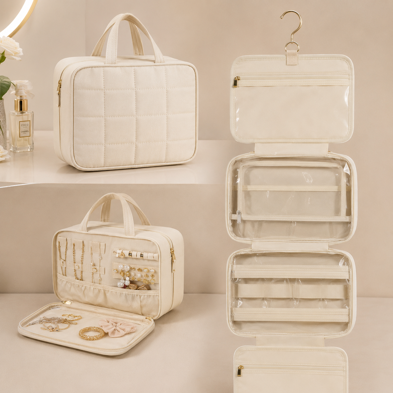 LuxeFold™ Hanging Travel Beauty Organizer