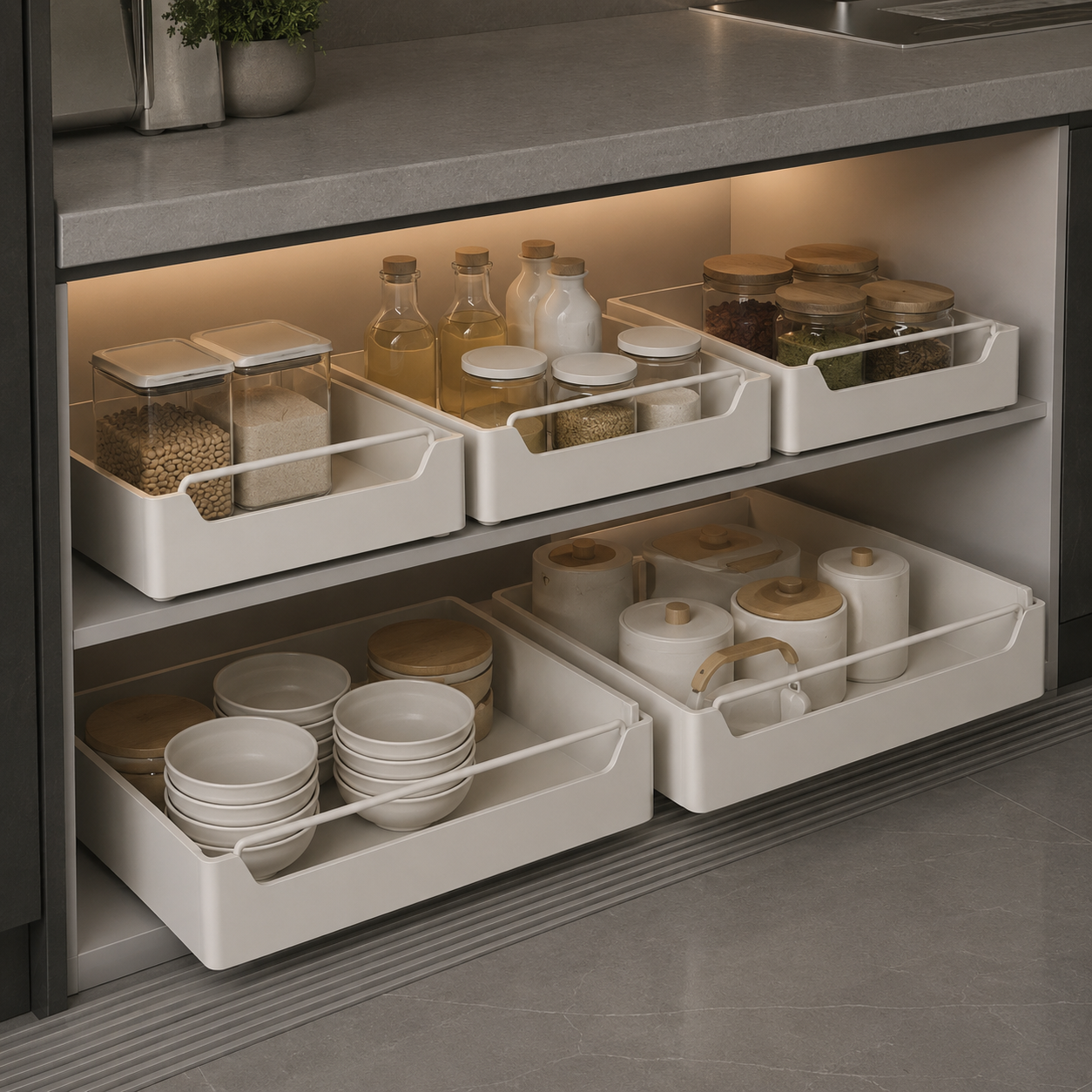LuxeFold™ GlideTray Cabinet Organiser