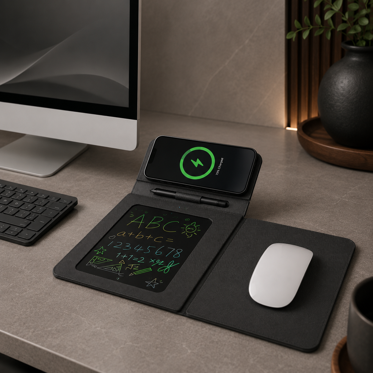 LuxeFold™ 4-in-1 Foldable Wireless Charging Desk Mat