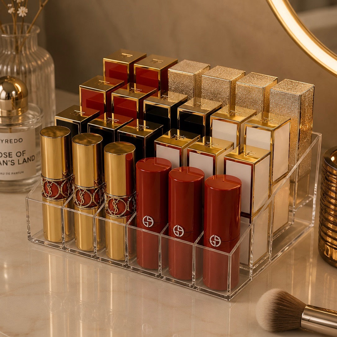 LuxeFold™ LipVault Acrylic Lipstick Organizer