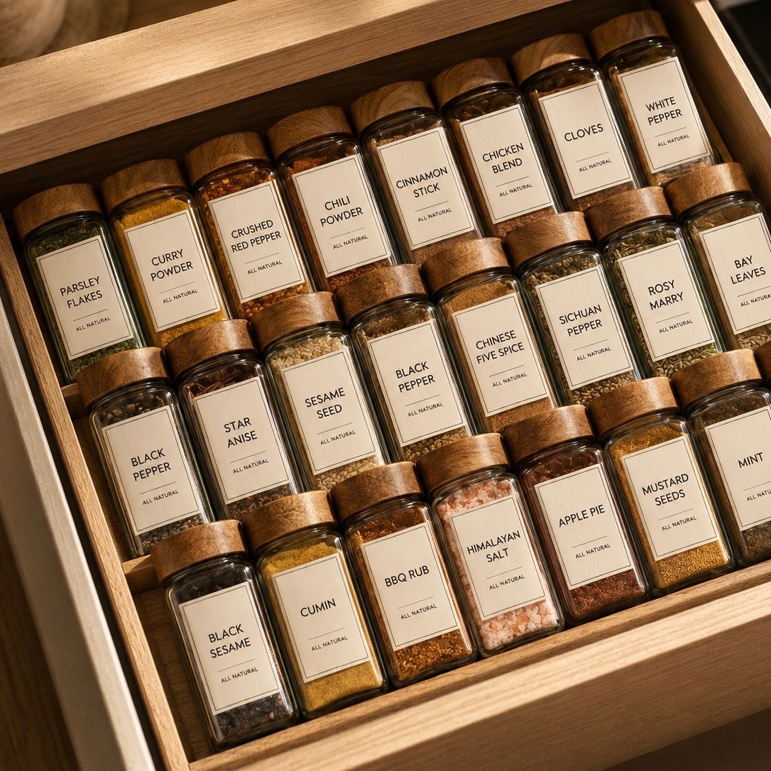 LuxeFold™ PantryLabel Glass Jar Set