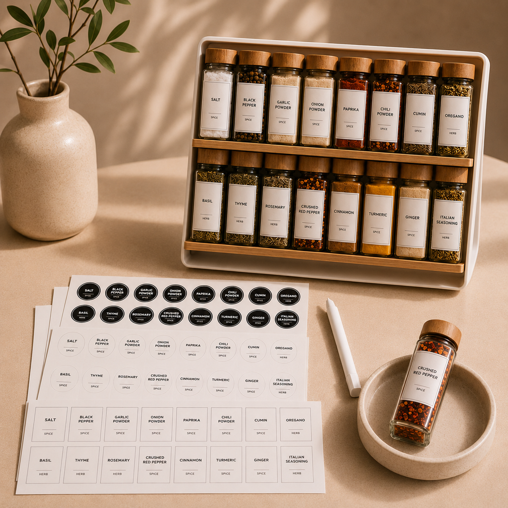 LuxeFold™ PantryLabel Glass Jar Set