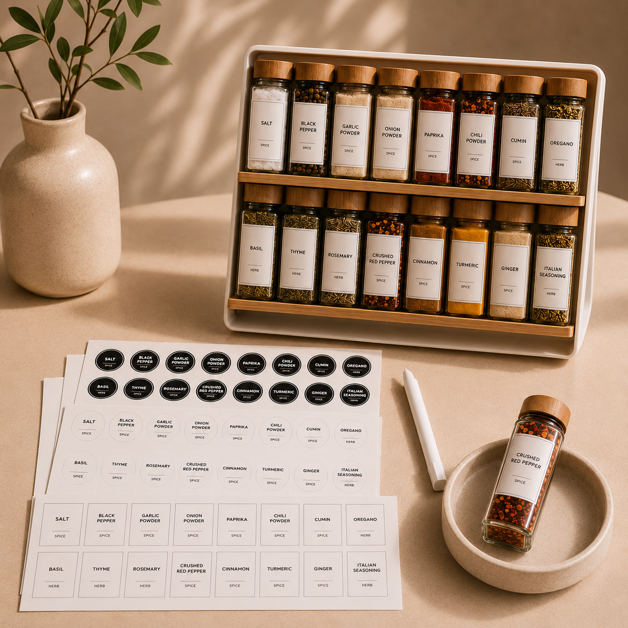 LuxeFold™ PantryLabel Glass Jar Set