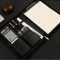 LuxeFold™ Executive Leather Portfolio with Calculator